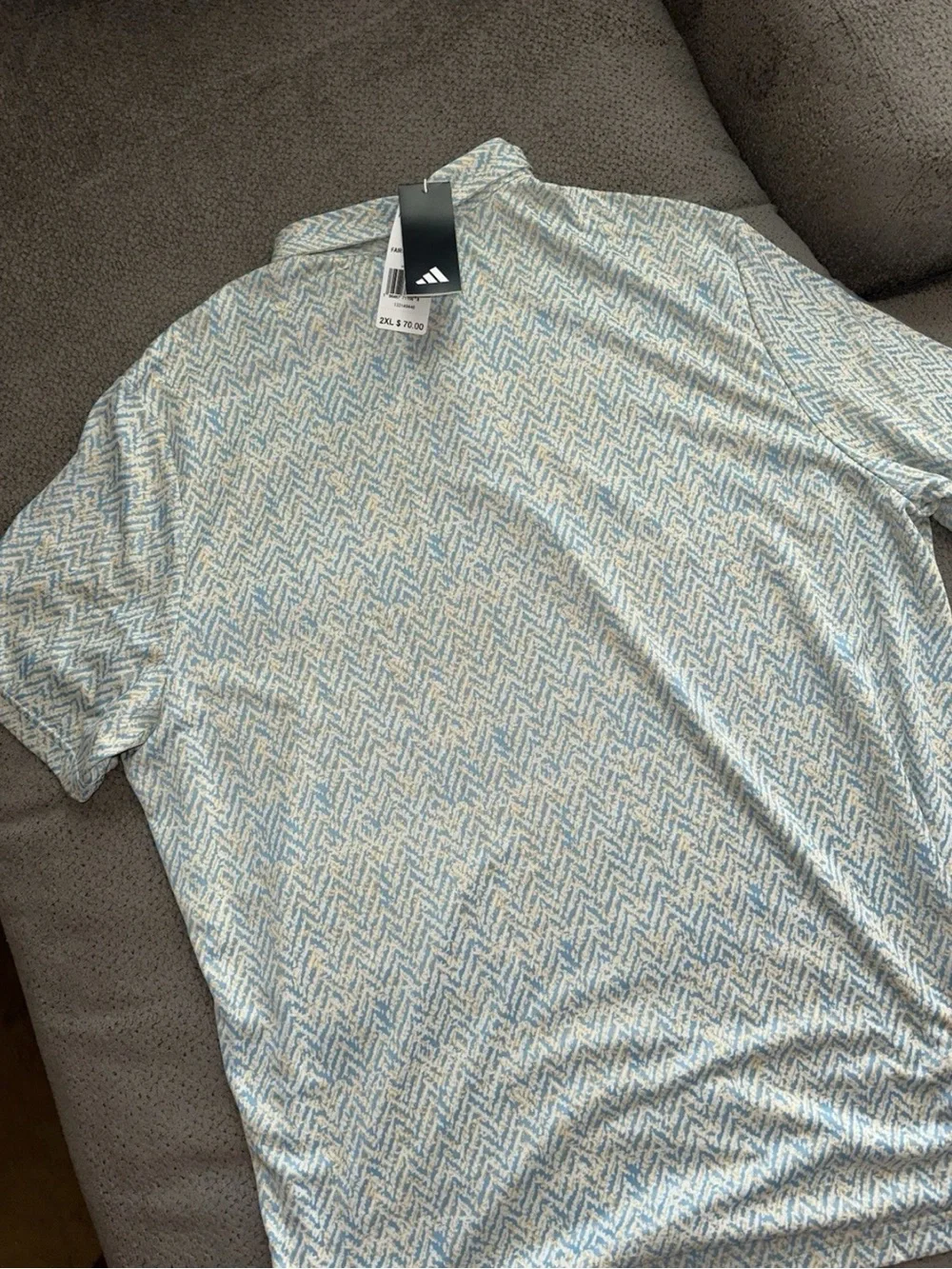 Adidas Golf Shirt Mens 2XL Semi Blue Burst Ultimate365 Fairway Jacquard Polo NWT
